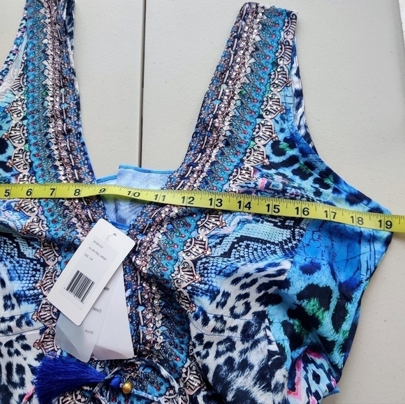 TRUE COLOURS by La Moda Frill Hi-Low Blue Beach Swim Cover-Up Maxi Dress NWT - Picture 6 of 8